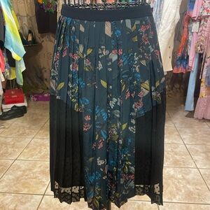 Banana Republic Black Floral A-Line Skirt